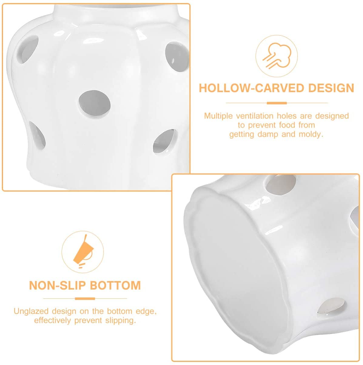 Xinli Rustic Garlic Keeper Vented Ceramic Storage Container. White Stoneware With Nature Cork Lid. 4.3 X 4.3 X 3.7 Inches