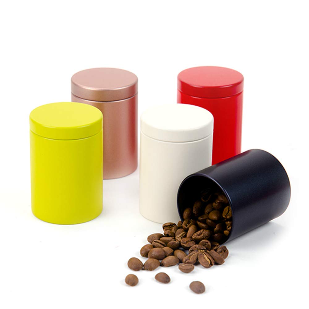 Tianhui Small Tin Can Box 47 Canister For Coffee Tea Candy Storage Loose Leaf Tea Tin Containers Storage 5 Pcs (Five Colors, M)