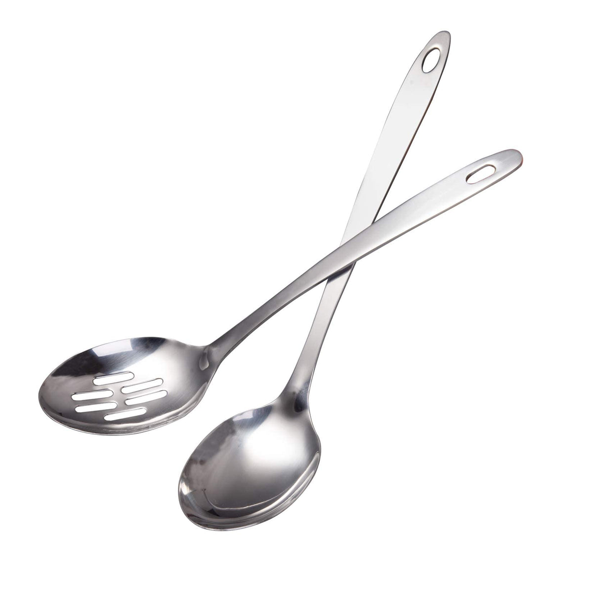 Imeea Cooking Spoon Stainless Steel Large Serving Spoon Slotted Spoons For Cooking 12.8-Inch, Set Of 2