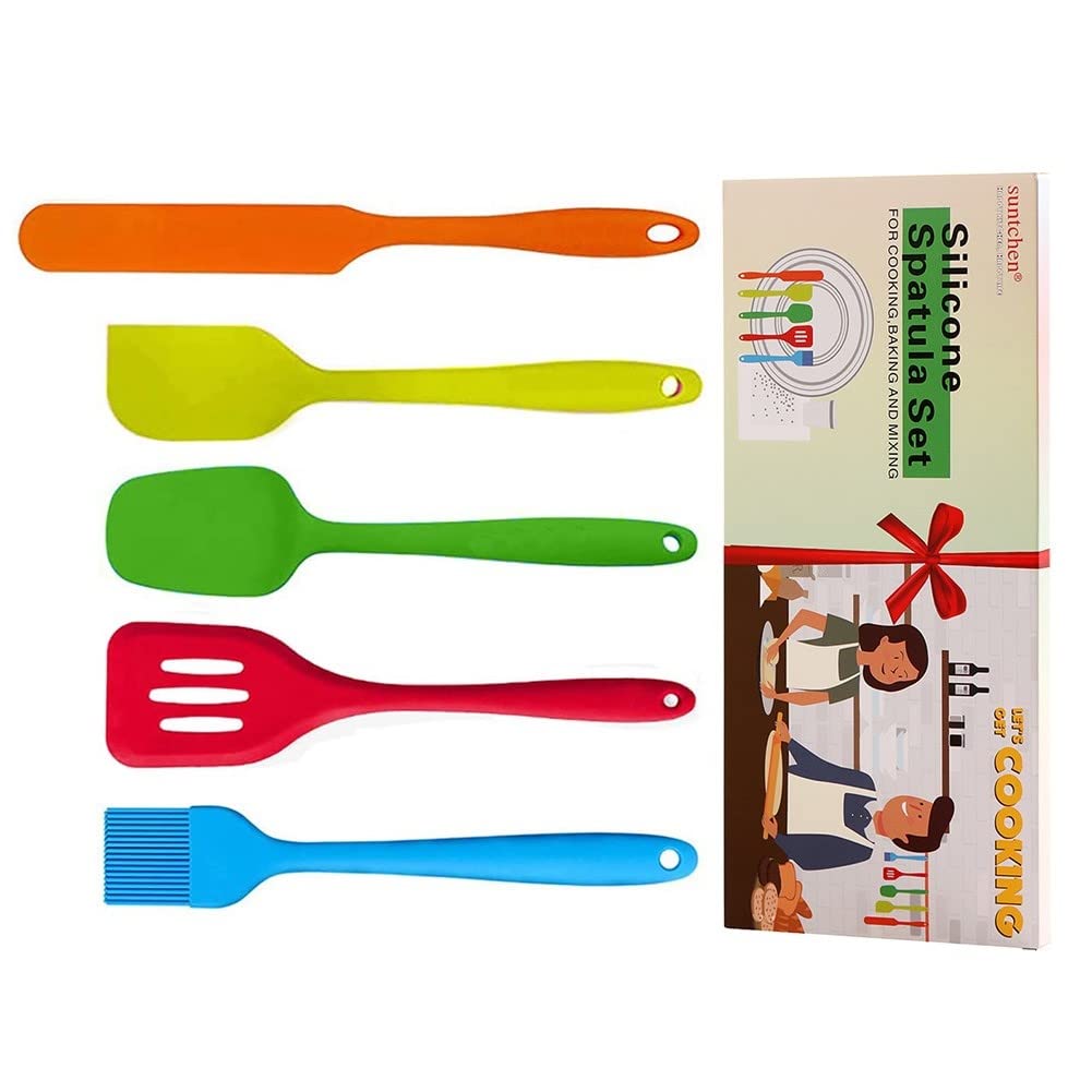 Suntchen 5Pcs Silicone Spatula Set Colorful Mini Spatulas - 480F Heat Resistant Nonstick Versatile Kitchen Utensil Set For Bakin