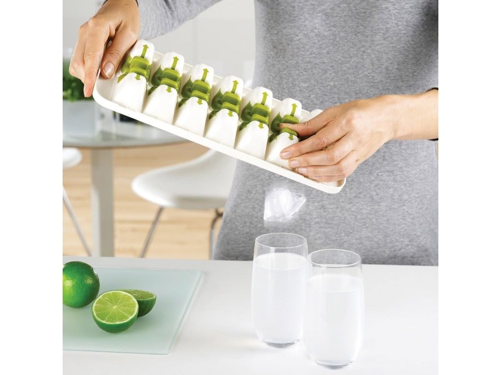 Joseph Joseph Quicksnap Ice Cube Tray With Cover Lid Easy-Release No-Spill Stackable Odor-Free Dishwasher Safe, Green