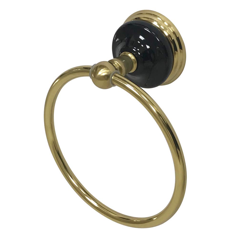 Kingston Brass BA9114PB Water Onyx 6 in. Towel Ring  Polished Brass