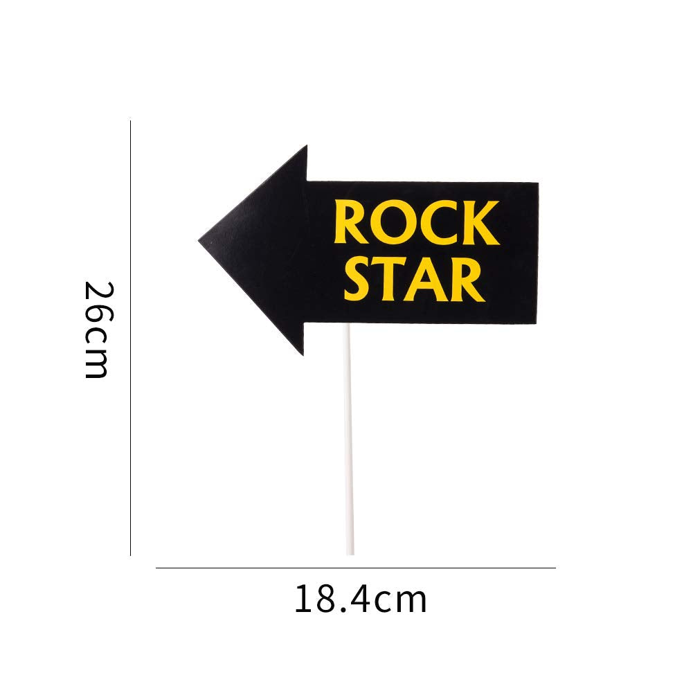 SUNBEAUTY 18 Pcs Rock and Roll Birthday Party Decorations Music Note Guitar Star Photo Booth Props Music Theme Party Supplies