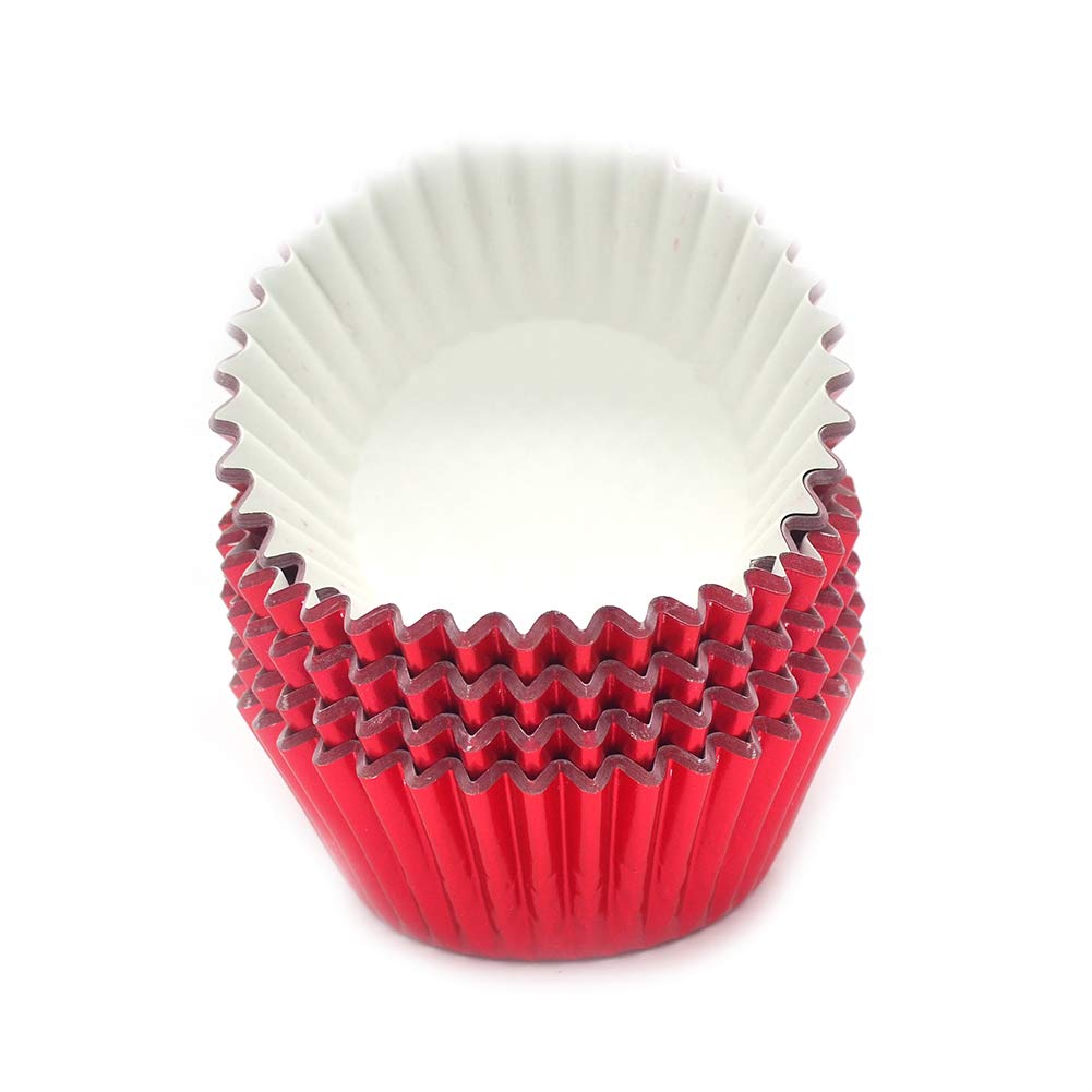 Mombake Standard Red Foil Cupcake Liners Muffin Baking Cups For Party And More, 100-Count
