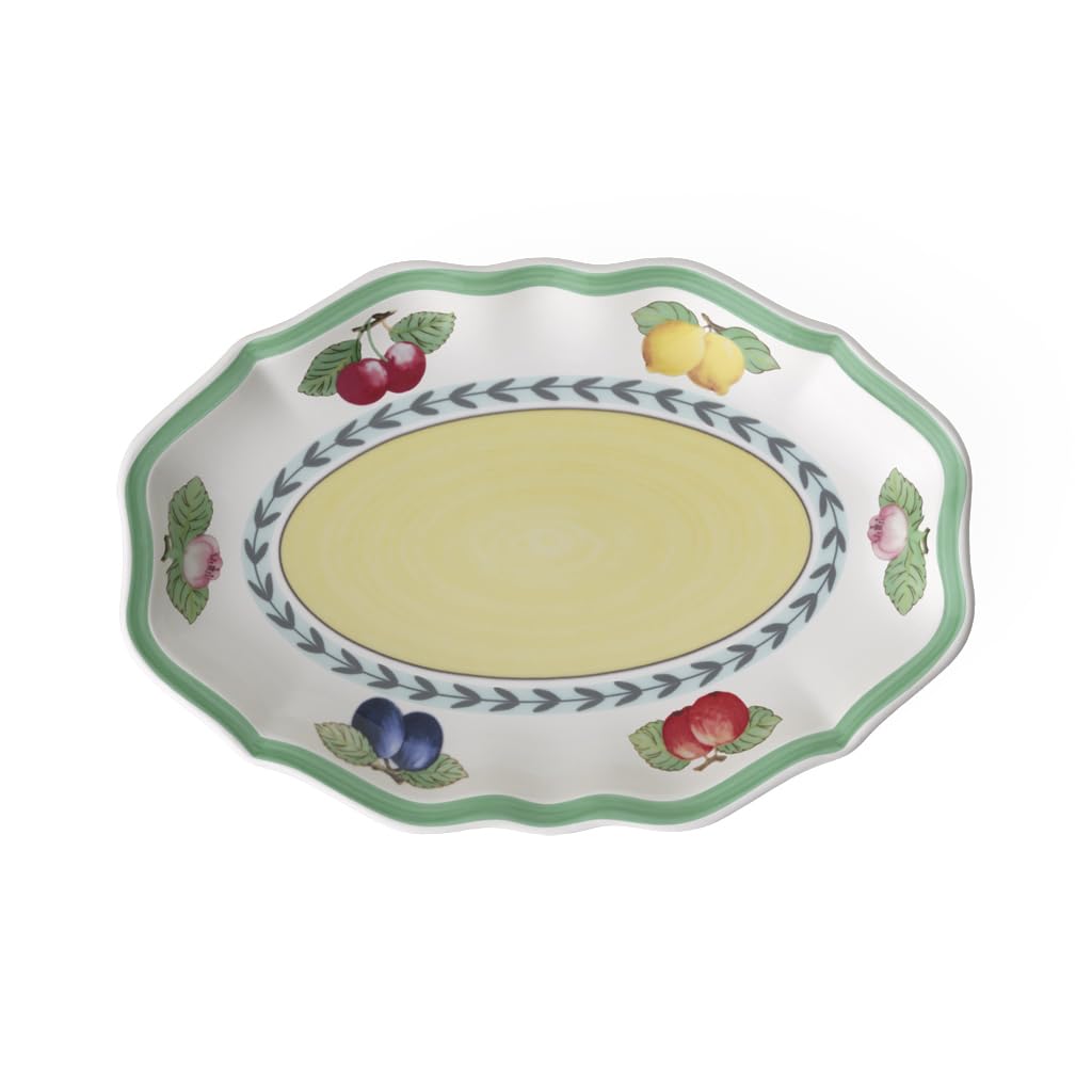 Villeroy & Boch French Garden Fleurence Pickle Dish/Gravy Stand, 9.5 In, Premium Porcelain, White/Multicolored