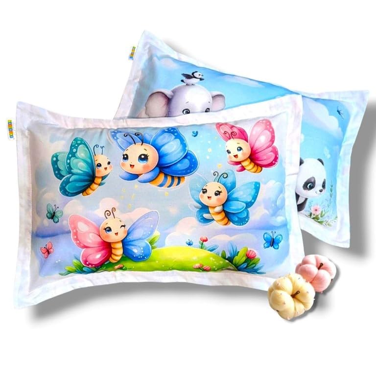 Samspire 100% Organic Cotton Kids Pillow Covers Only, Size 12X18 Inches, Suitable For Kids Of 1 To 6 Year, Set Of 2 (Bt-El-Cotn-