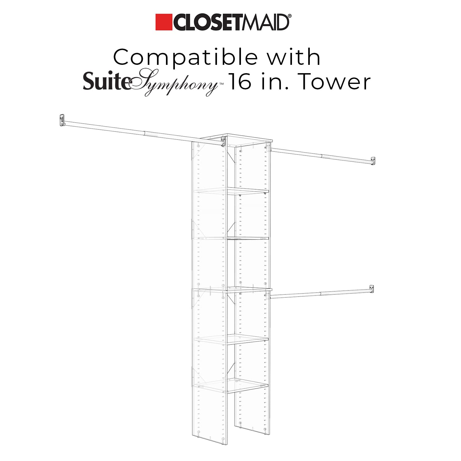 Closetmaid Suitesymphony Wood, Add On Accessory Shaker Style, For Storage, Closet, Clothes, X 10    Size For 16 In. Units, Natur