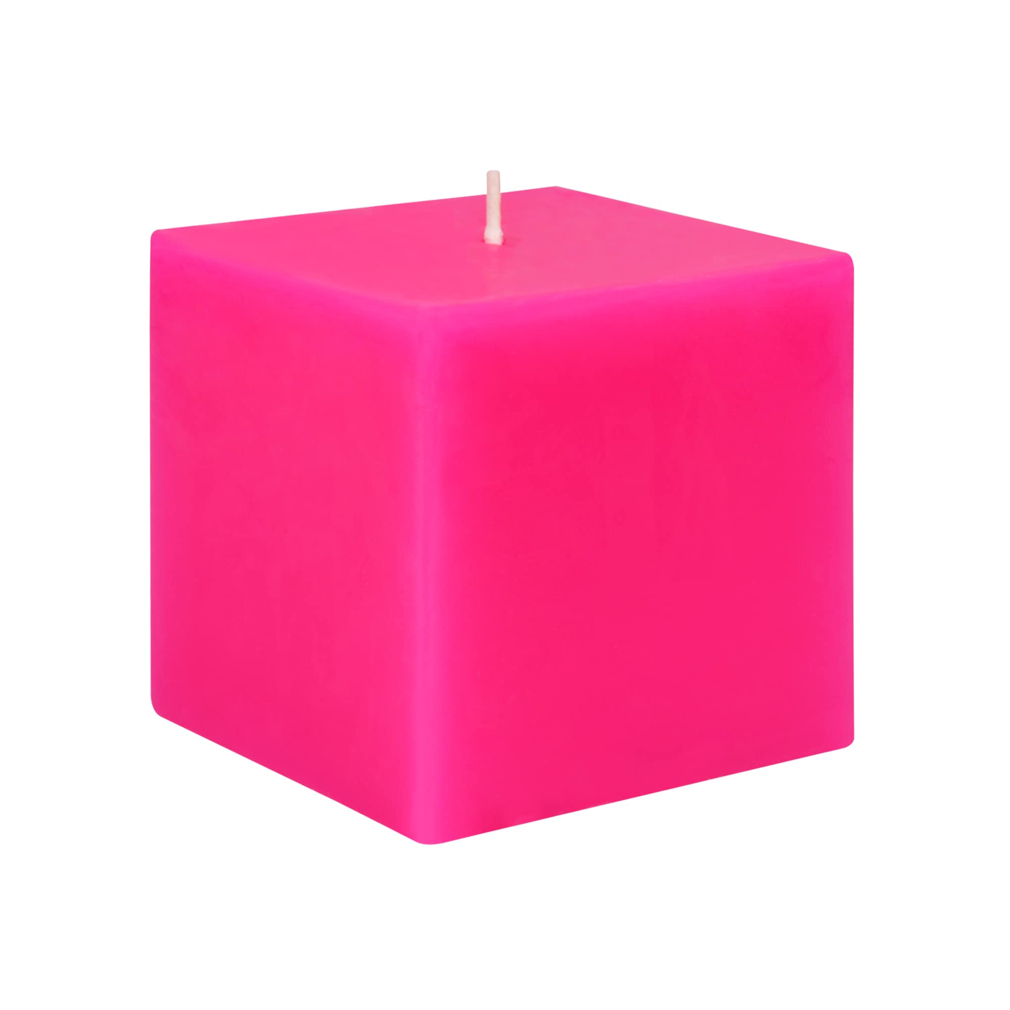 3 Inch Hot Pink Square Pillar Candles