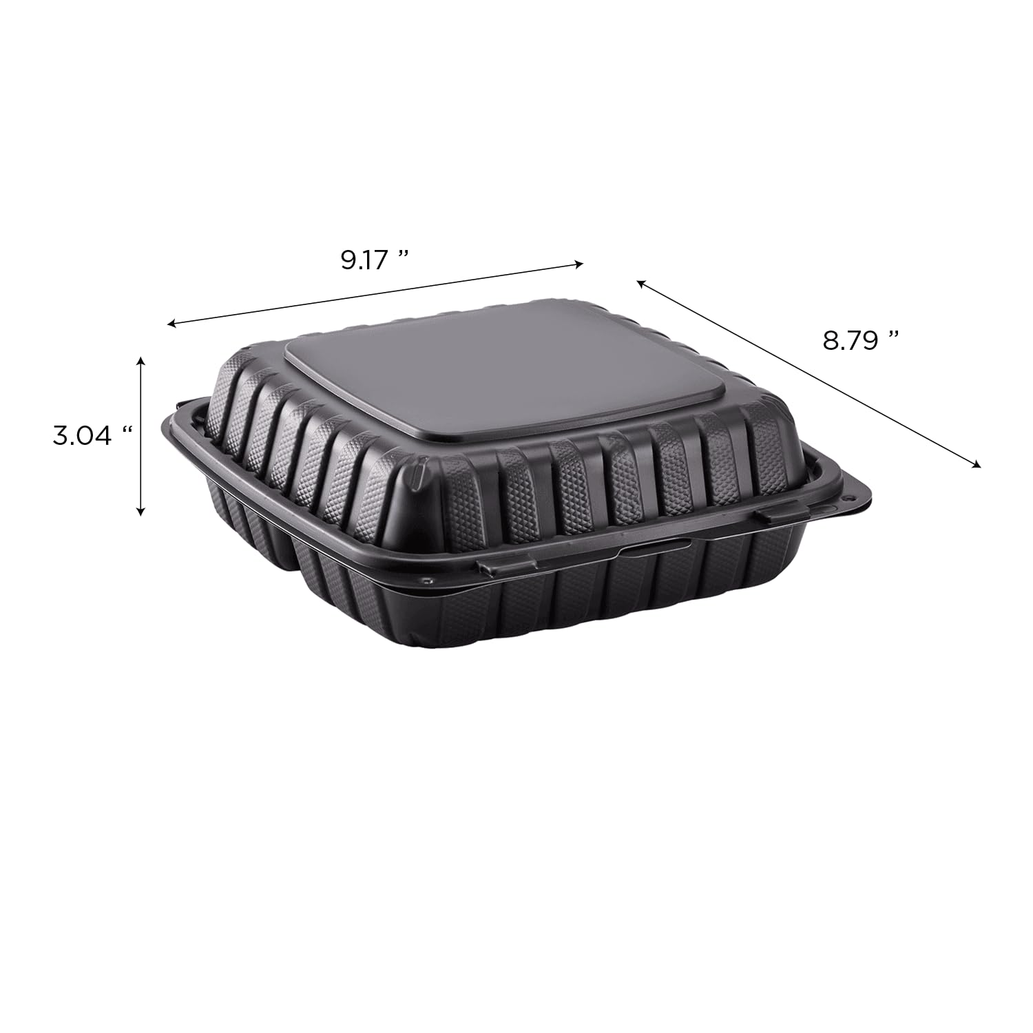 Karat Earth 9 Inch X 9 Inch Mineral Filled Pp Hinged Container, 3 Compartment - Black