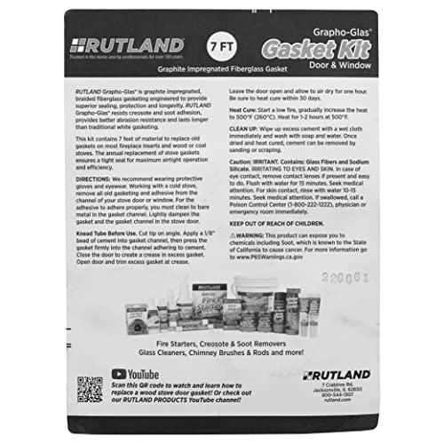 Rutland 99N-6 Grapho-Glas Gasket Replacement Rope Kit, 7/8'' By 7'