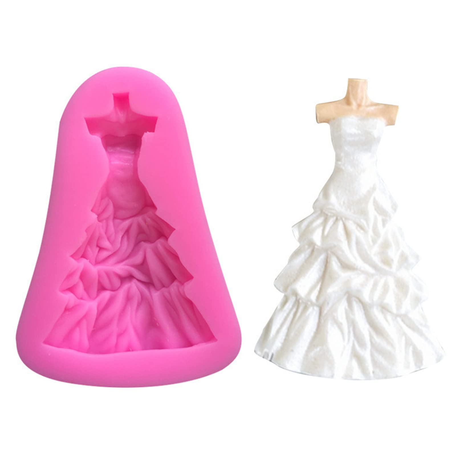 3Pcs Wedding Dress Skirt Silicone Molds For Wedding Sugarcraft Cake Decoration, Fondant, Chocolate, Candy, Biscuit, Cookies,Poly
