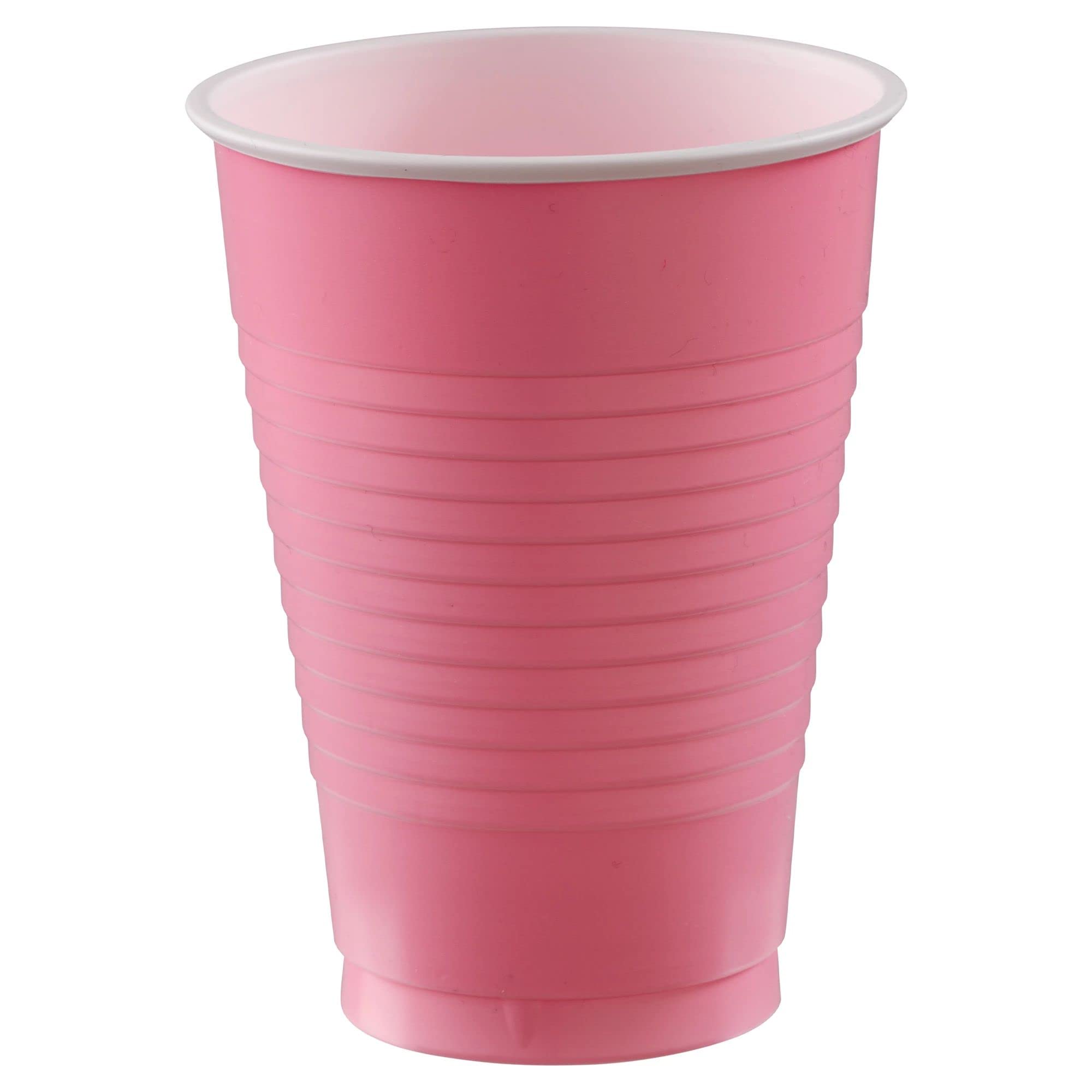New Pink Plastic Cups (Pack Of 20) - 12 Oz. - Versatile Drinkware For Indoor & Outdoor Parties, Weddings, Birthdays, Celebration