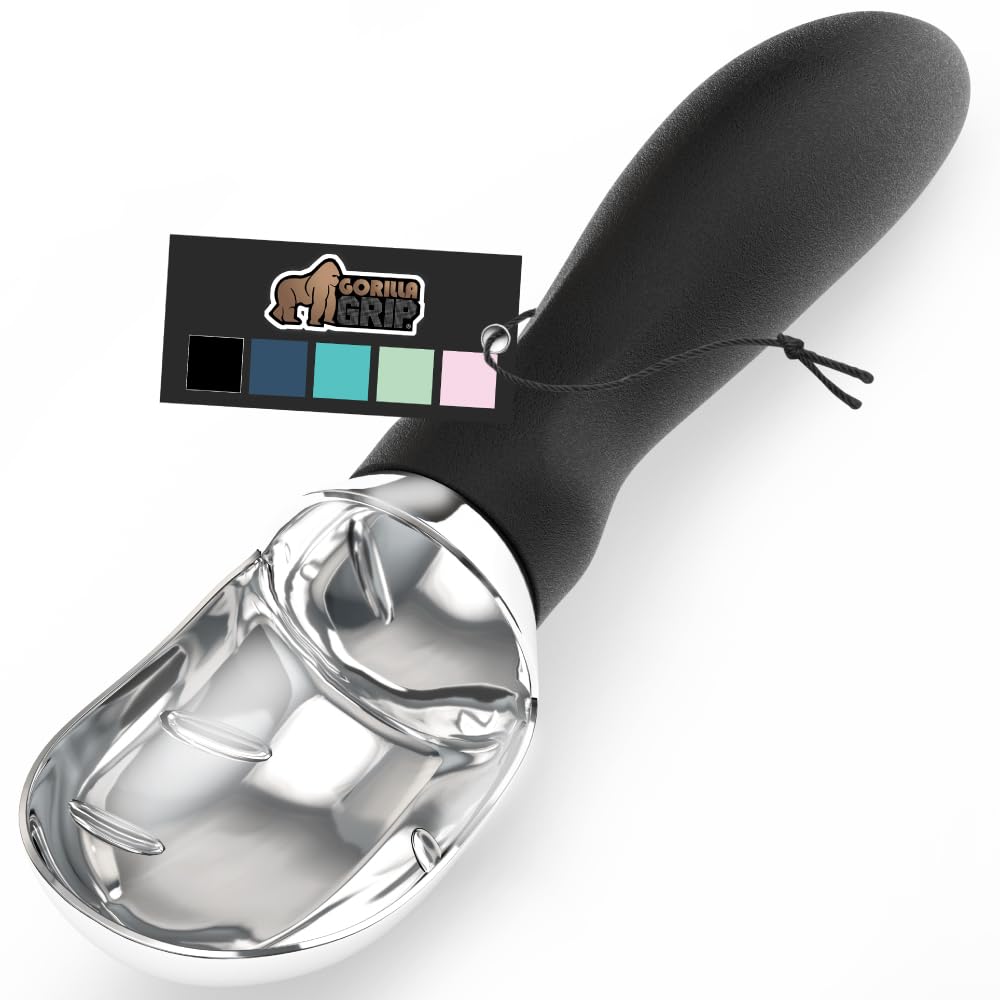 Gorilla Grip Large, Comfortable Handle, Heavy Duty Ice Cream Scoop, Professional Grade Scooper, Get Perfect Shape Scoops, Great
