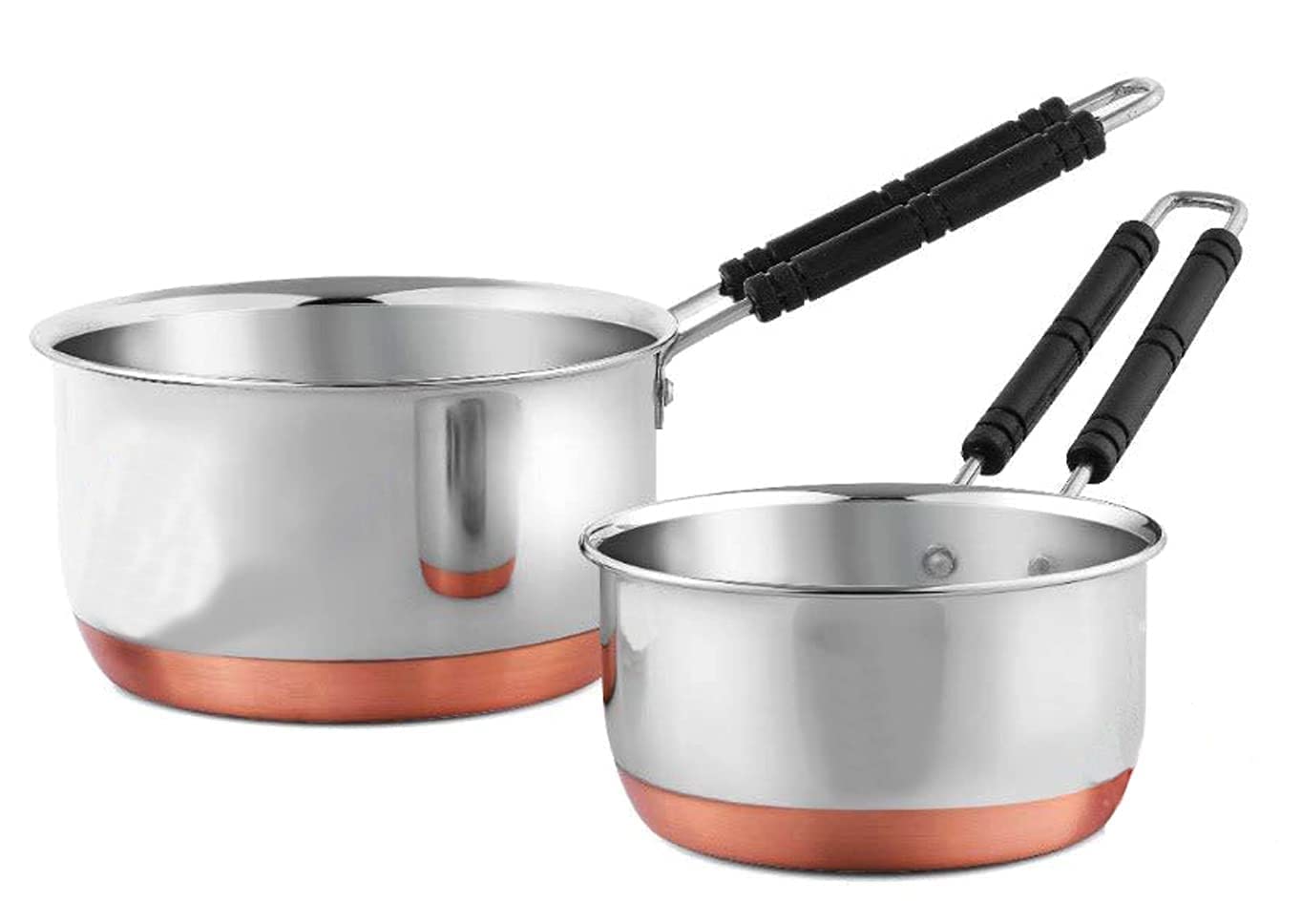 Shopsidex Tea Maker Pot Stainless Steel Copper Bottom Combo Pack Of 2 Saucepan, Induction Base Saucepan,Tea Coffee Pan Milk Pan,