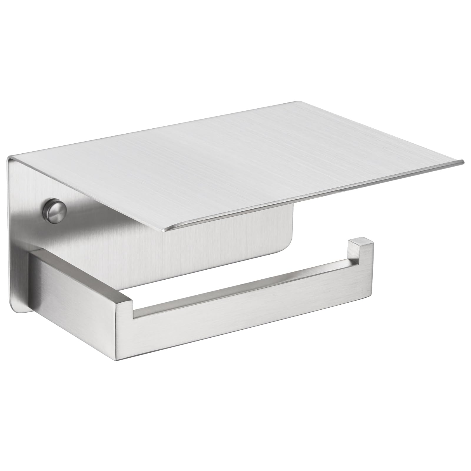APLusee Brushed Nickel Toilet Paper Holder with Phone Shelf, 304 Stainless Steel Toilet Tissue Roll Holder, Wall Mounted Bathroo