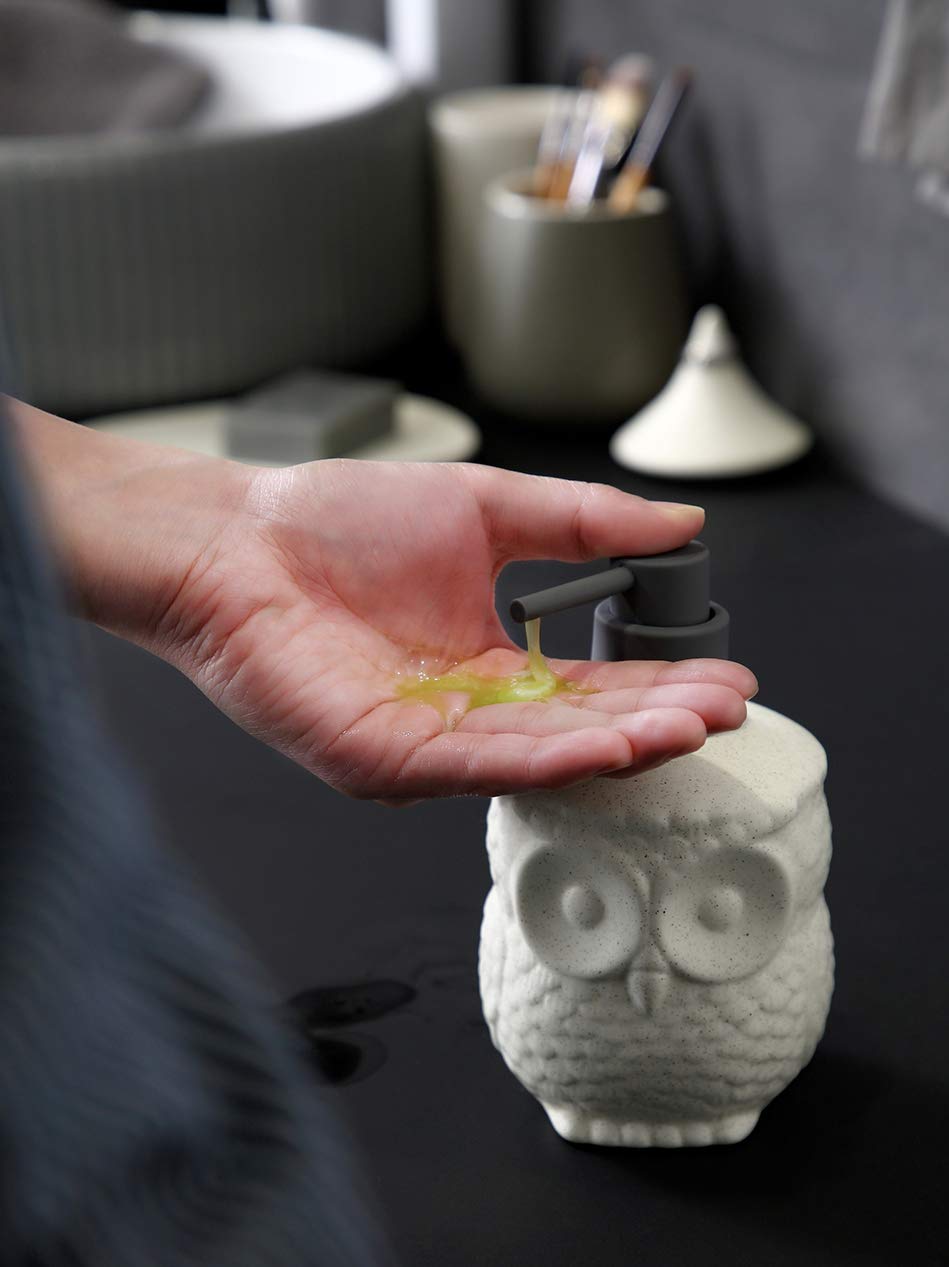 Mathew O Ceramics Owl Shape Soap Dispenser Soap Bottle Lotion Bottle With Pump