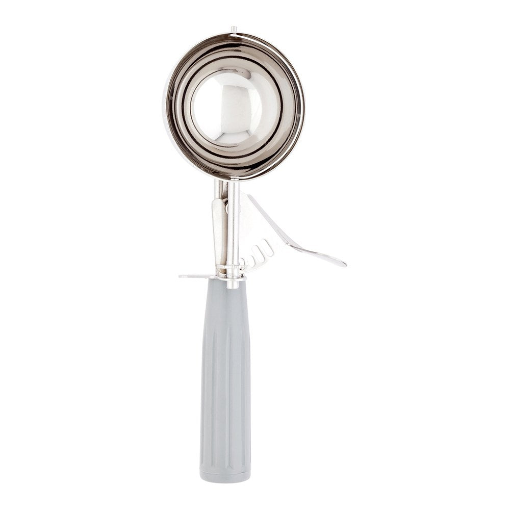 Restaurantware Met Lux 4 Ounce Portion Scoop 1 Trigger Release Cookie Scoop - With Gray Handle Stainless Steel Disher For Portio