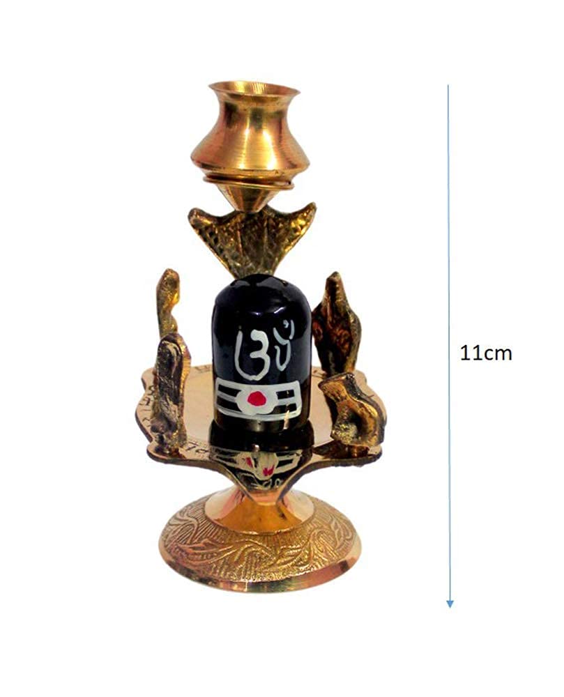 Navyaksh Shivling Pure Brass Colourful Metal Idol | With Parvati | Ganesh | Nandi | Shesha Naag | Trishul | Abhishek Patra Kalas