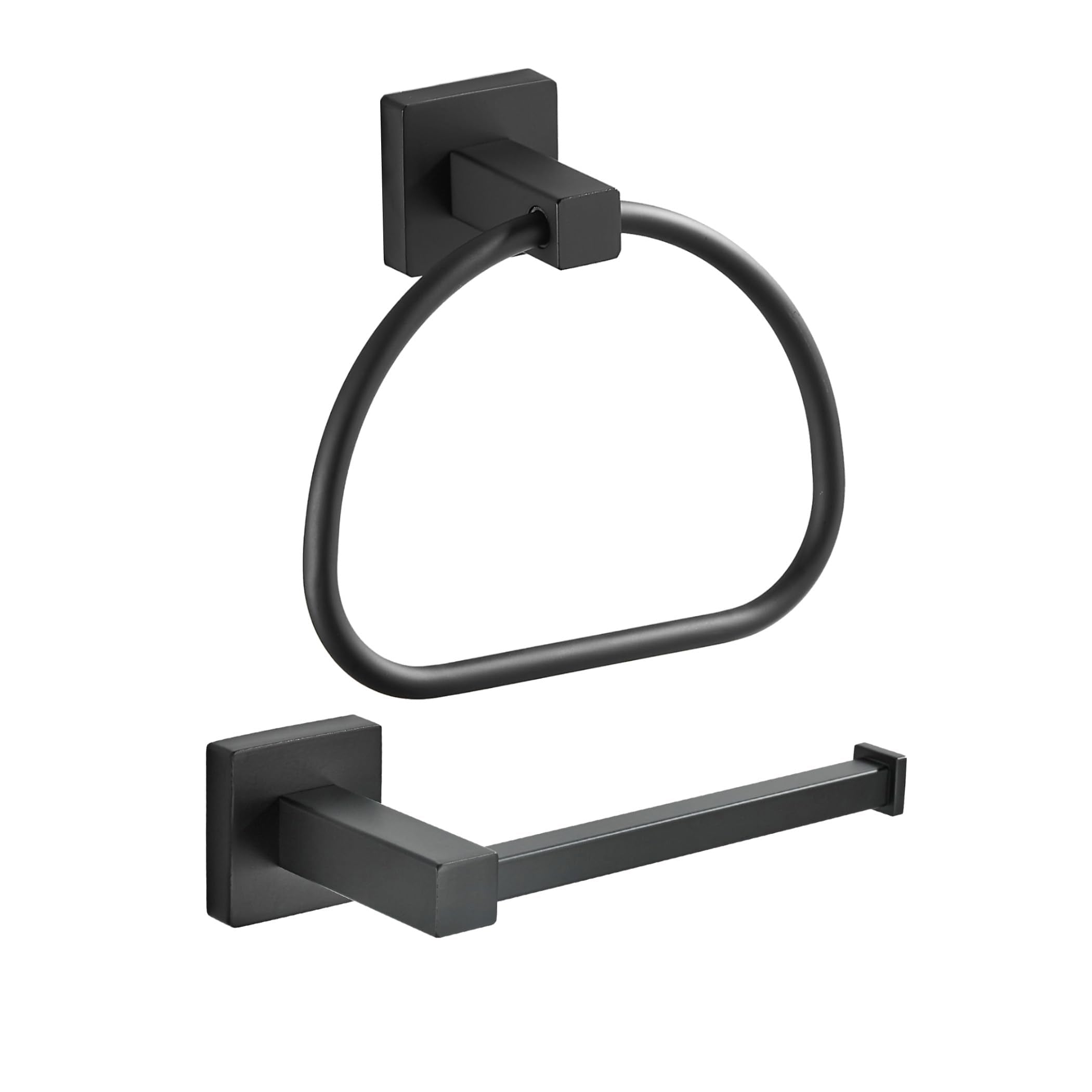Leyden Black Toilet Paper Holder Towel Ring, Matte Bathroom Hand Towel Holder Toilet Roll Holder, Modern Bath Hardware Set Wall