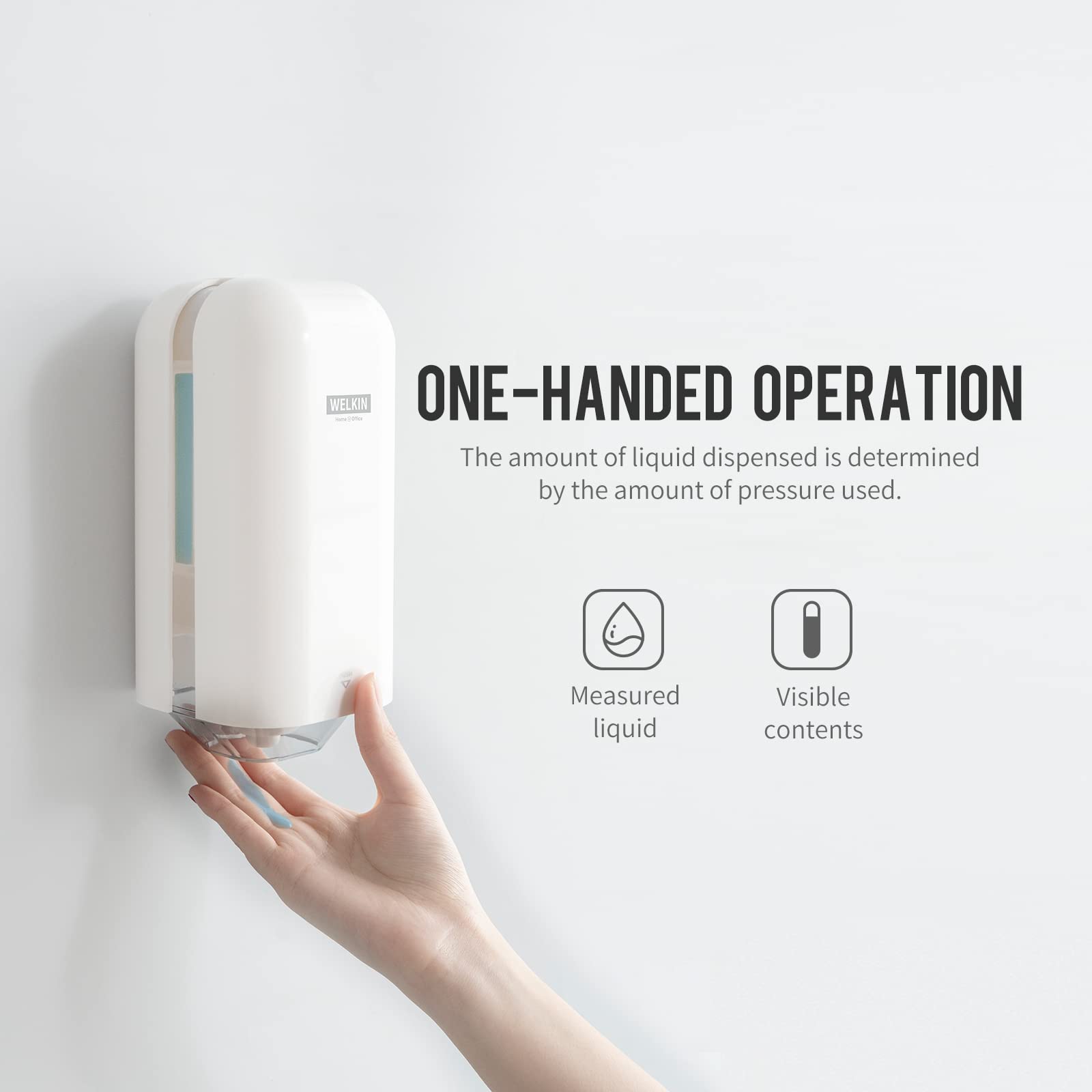 Welkin Soap Dispenser Wall Mount, 16.9Oz/500Ml Manual Liquid Soap Dispenser Wall Mounted For Bathroom, Home, Hotel, Office, Comm