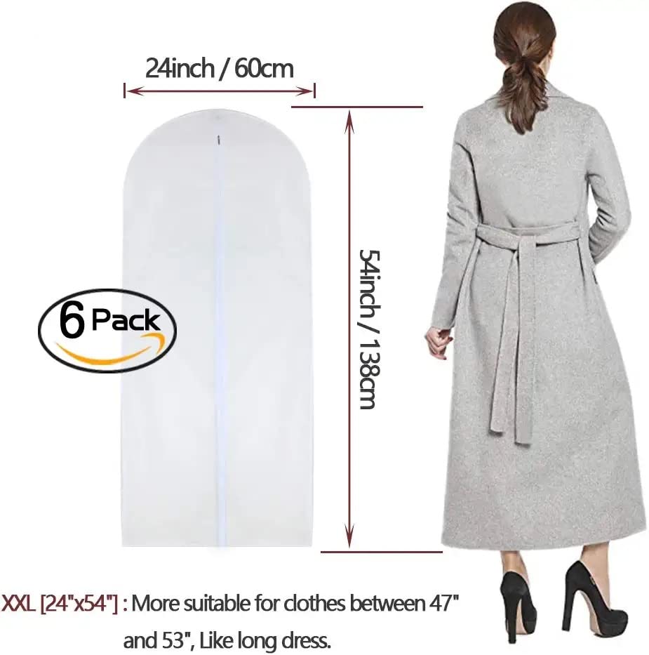 Homeclean Garment Bag, Set Of 12 Breathable Peva Covers With Zipper, Dust-Free Clothes Storage For Wardrobe And Travel, White