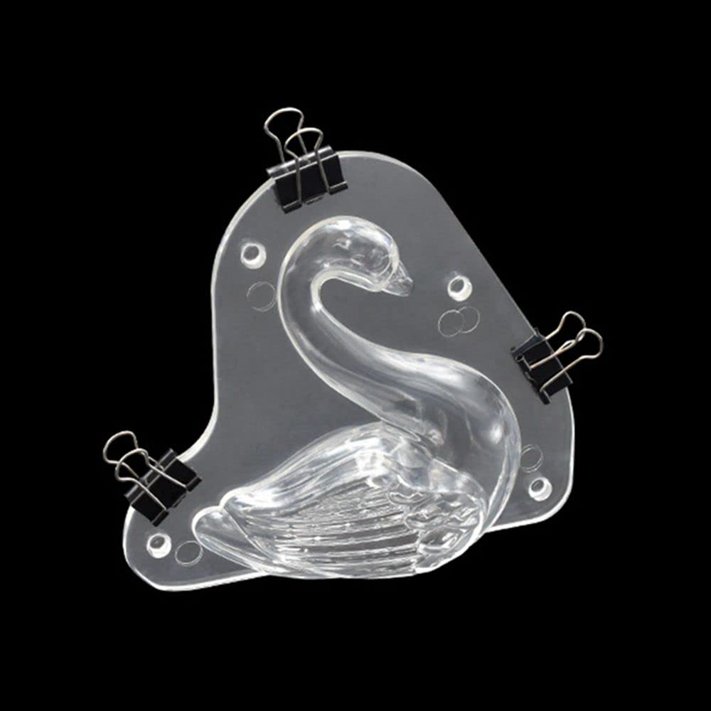 Tuke Big Size 3D Swan Chocolate Mold 5.68 X 5.16 X 1.88'' Crystal Jelly Candy Mould With 3 Clips Candy Cake Decoration Desserts