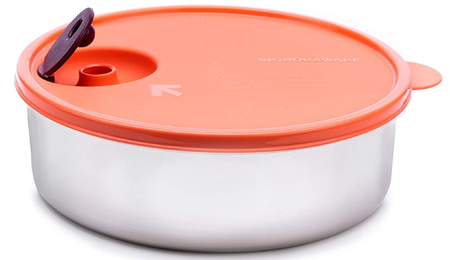 Signora Ware Chapati Steel Container 2Liter With Steam Release Knob, Set Of 1, 2000Ml, Peach, Multicolor