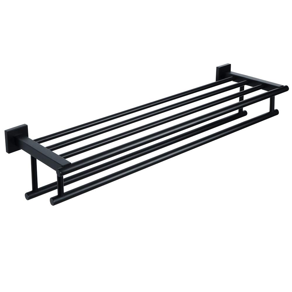 Alise Towel Rack Towel Holder Towel Shelf with Double Towel Bars for Bathroom Lavatory 28-Inch SUS 304 Stainless Steel Wall Mount Towel Hanger Matte Black