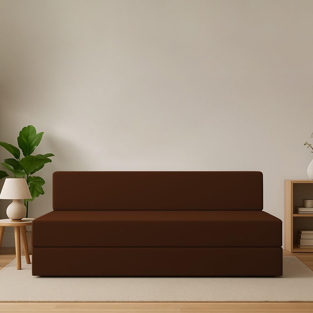 Adorn India Easy Decent 4 Seater Sofa Cum Bed 6X6 (Brown)