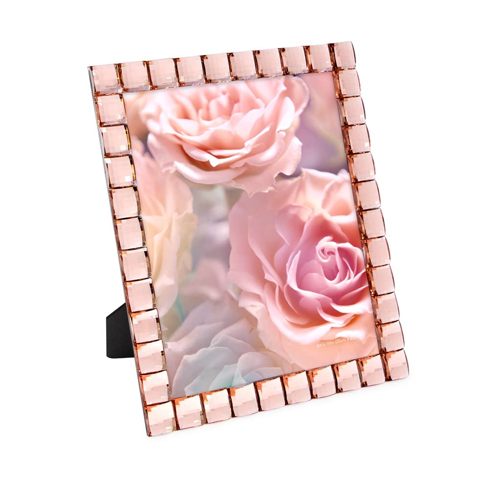 Isaac Jacobs Decorative Sparkling Jewel Picture Frame, Photo Display & Home D  cor (8x10, Blush)