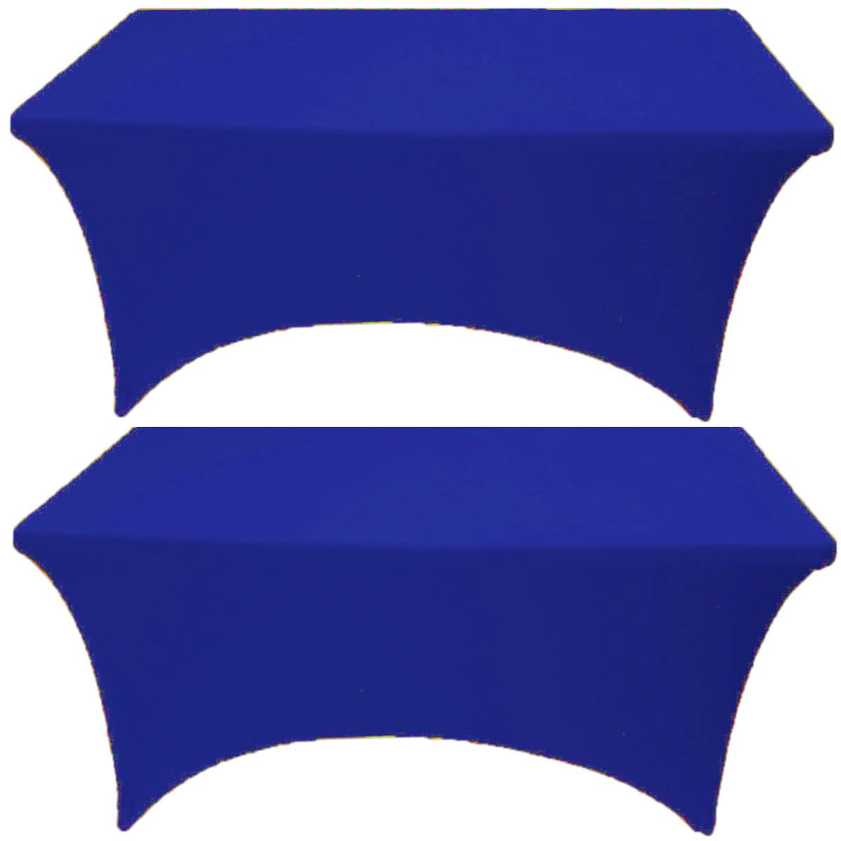 Gowinex 2 Pack 8Ft Royal Blue Spandex Tablecloth Stretch Fitted Table Cover For Rectangular Table Event, Wedding, Banquet And Pa