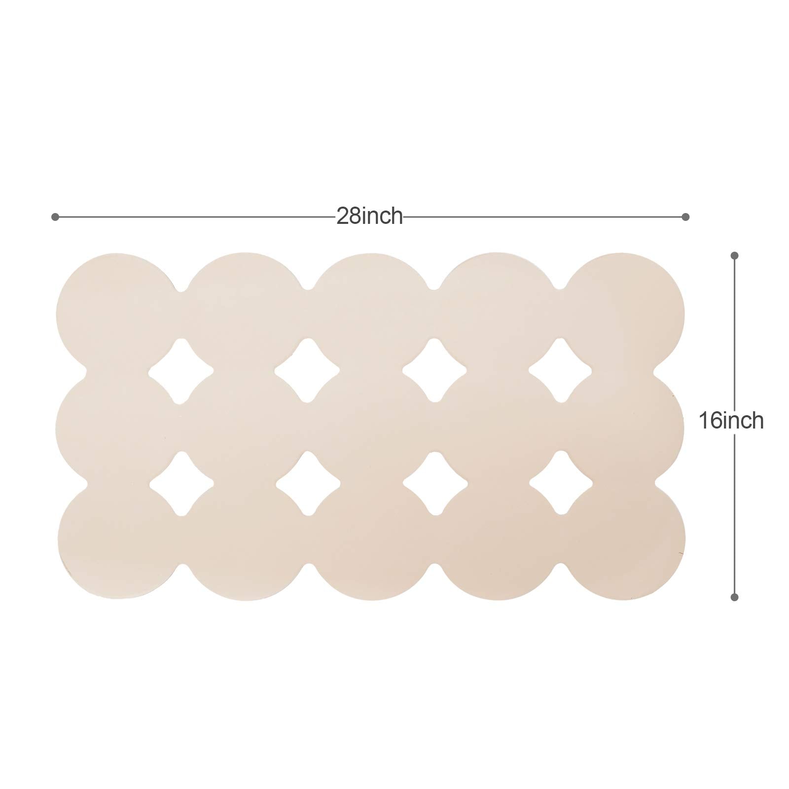 Webos Patented Non Slip Bathtub Mat Shower Bath Mats with Strong Suction Cups Soft Heavy Duty Natural Rubber Superior Grip&Drainage for Inside The tub (Beige  28x16 inch)