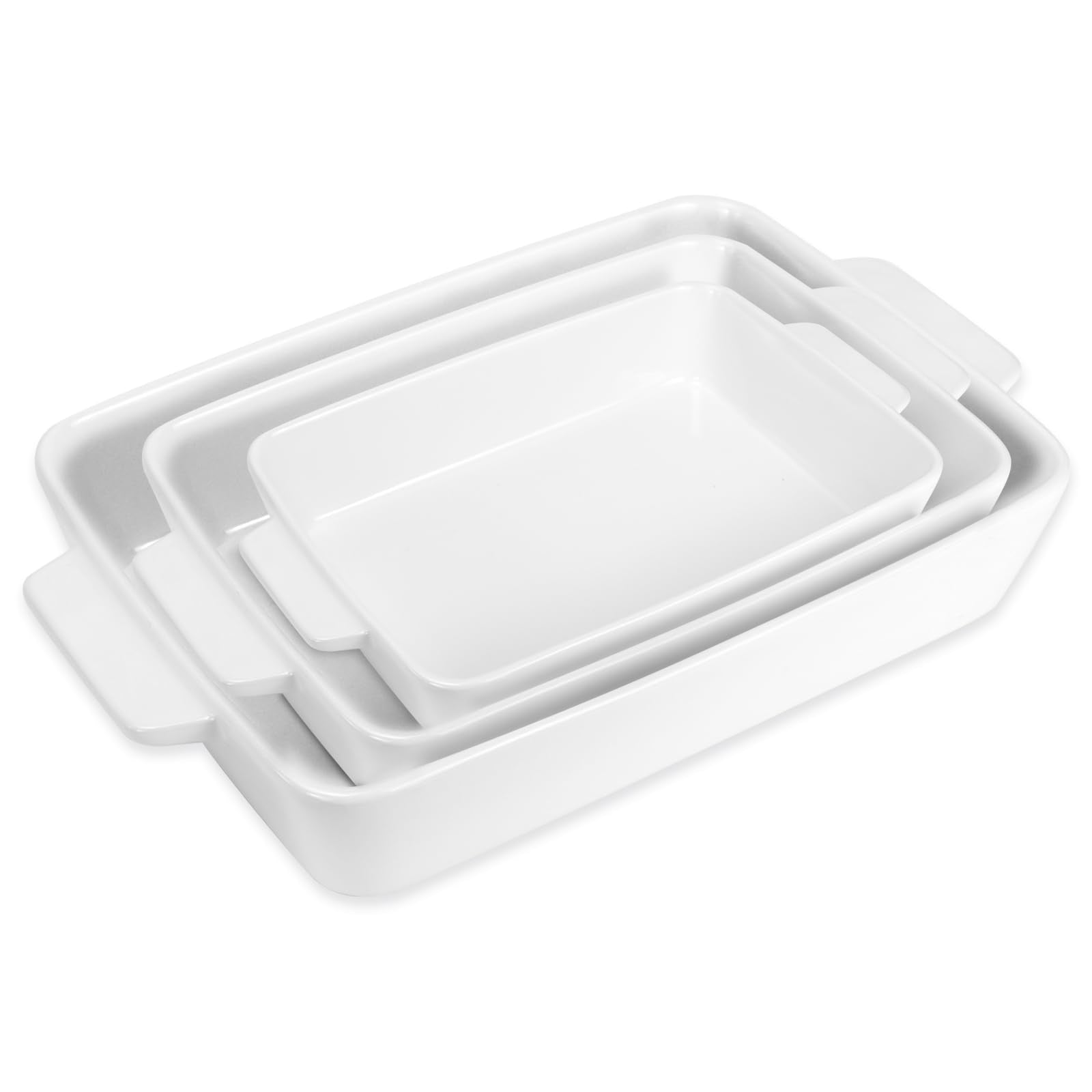 3 Pack Ceramic Casserole Baking Dishes with Handles, Lasagna Pans