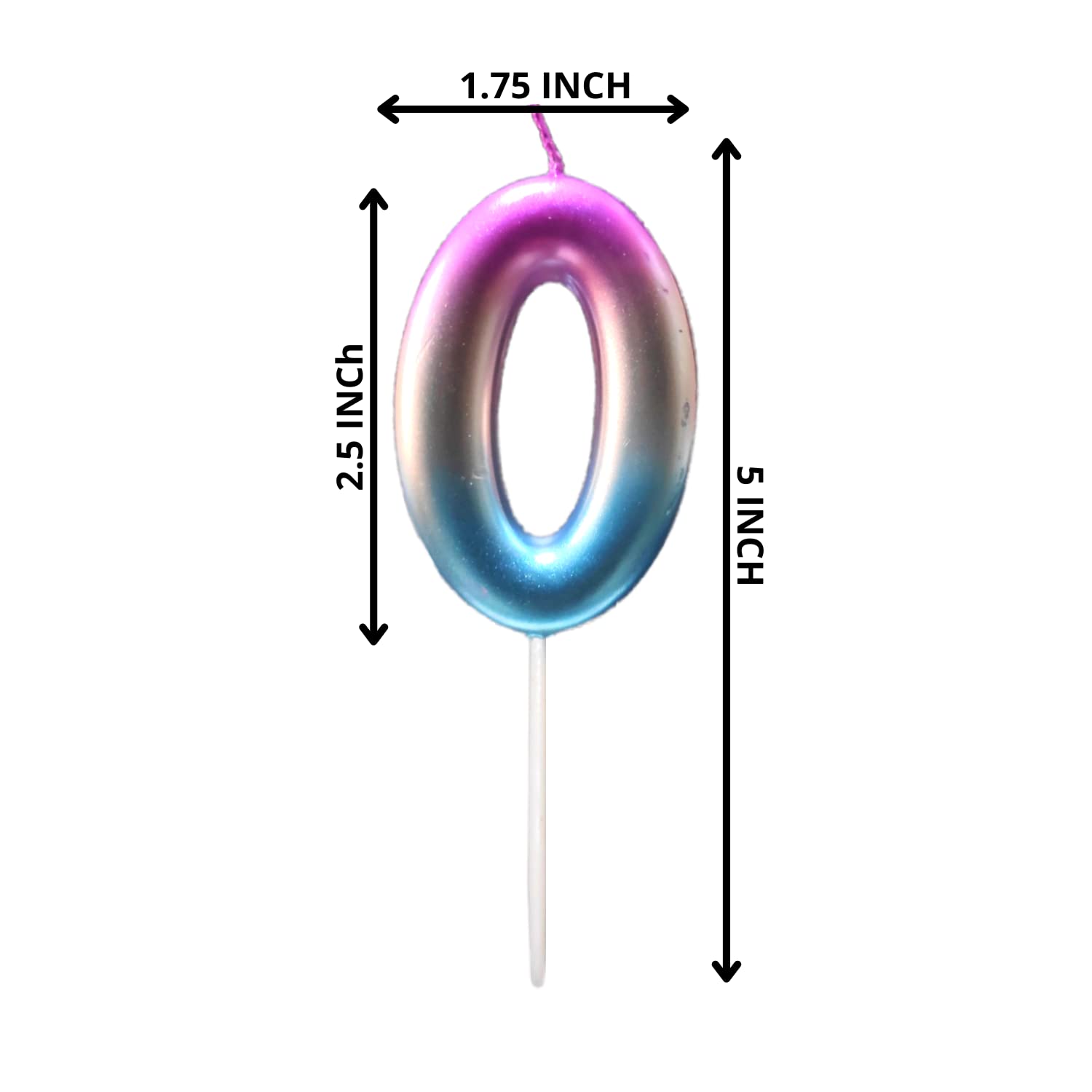Party Decorz Number 0 Candle | Zero Number Candle | Number 0 Ombre Multicolor Candle for Birthday,Anniversary, Surprise Party Ca