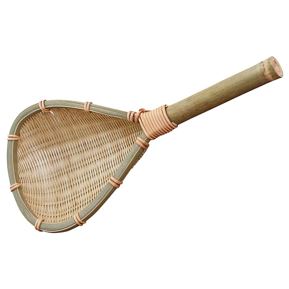 HOLIDYOYO Bamboo Woven Colander with Handle 12.99 X 5.51 X 3.14 in Noodle Strainer Spoon Fine Mesh Food Strainer for Vegetables 