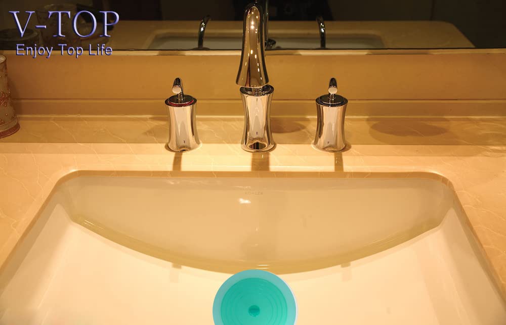 V-Top Tub Stopper 2 Pack, 6 Inches Large Silicone Drain Plug Hair Stopper Flat Suction Cover For Kitchen Bathroom Gadgets And Ac