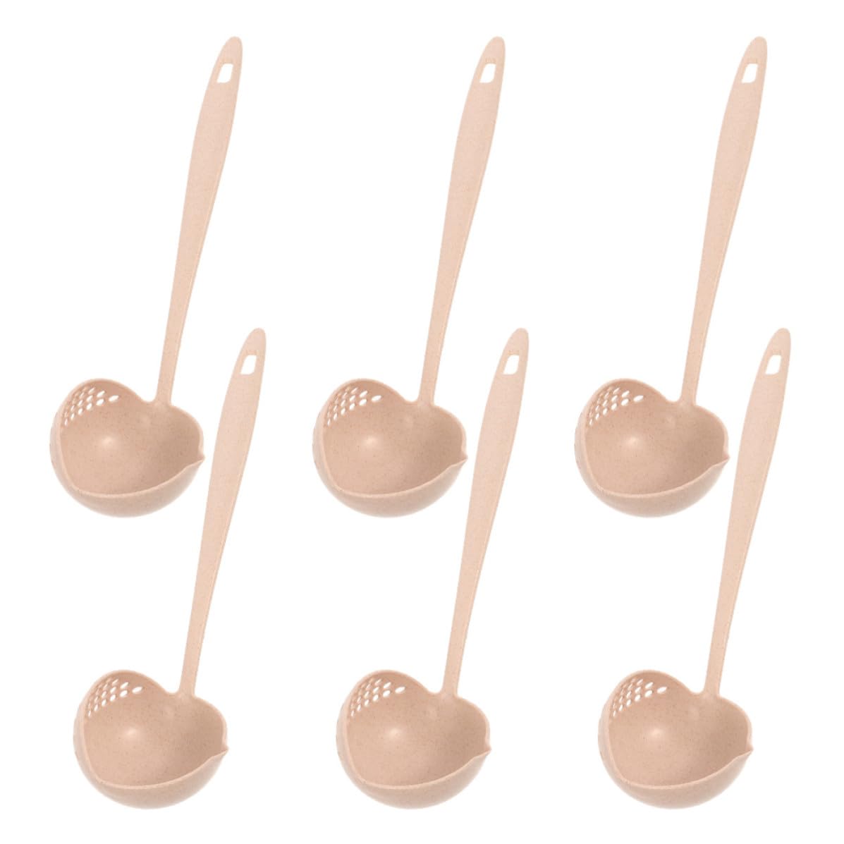 6pcs Soup Ladle with Strainer 2 in 1 Plastic Kitchen Tool Beige