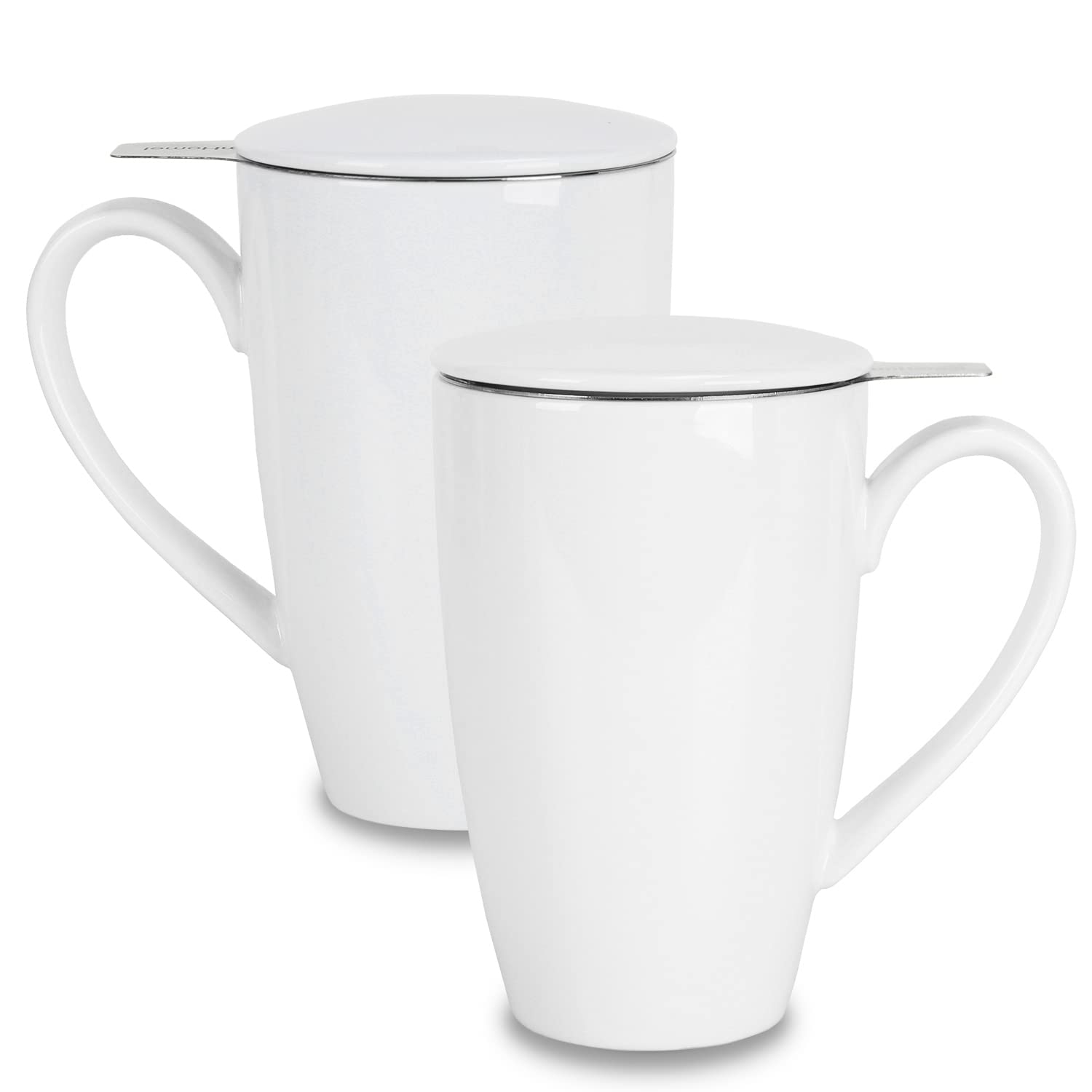 amhomel Porcelain Tea Mug with Infuser and Lid, 16 Ounce Ceramic Tea Cup for Loose Leaf, Coffee, Cocoa and Milk, Tea Gift for Te