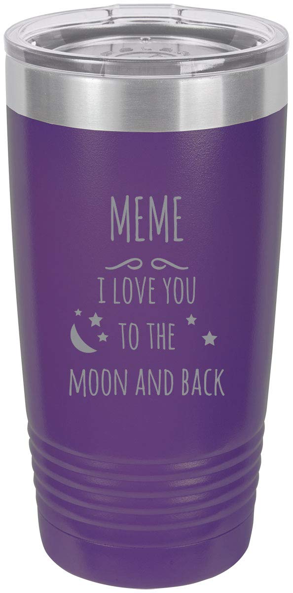 Meme - I Love You To The Moon And Back Stainless Steel Engraved Insulated Tumbler 20 Oz Travel Coffee Mug, Purple