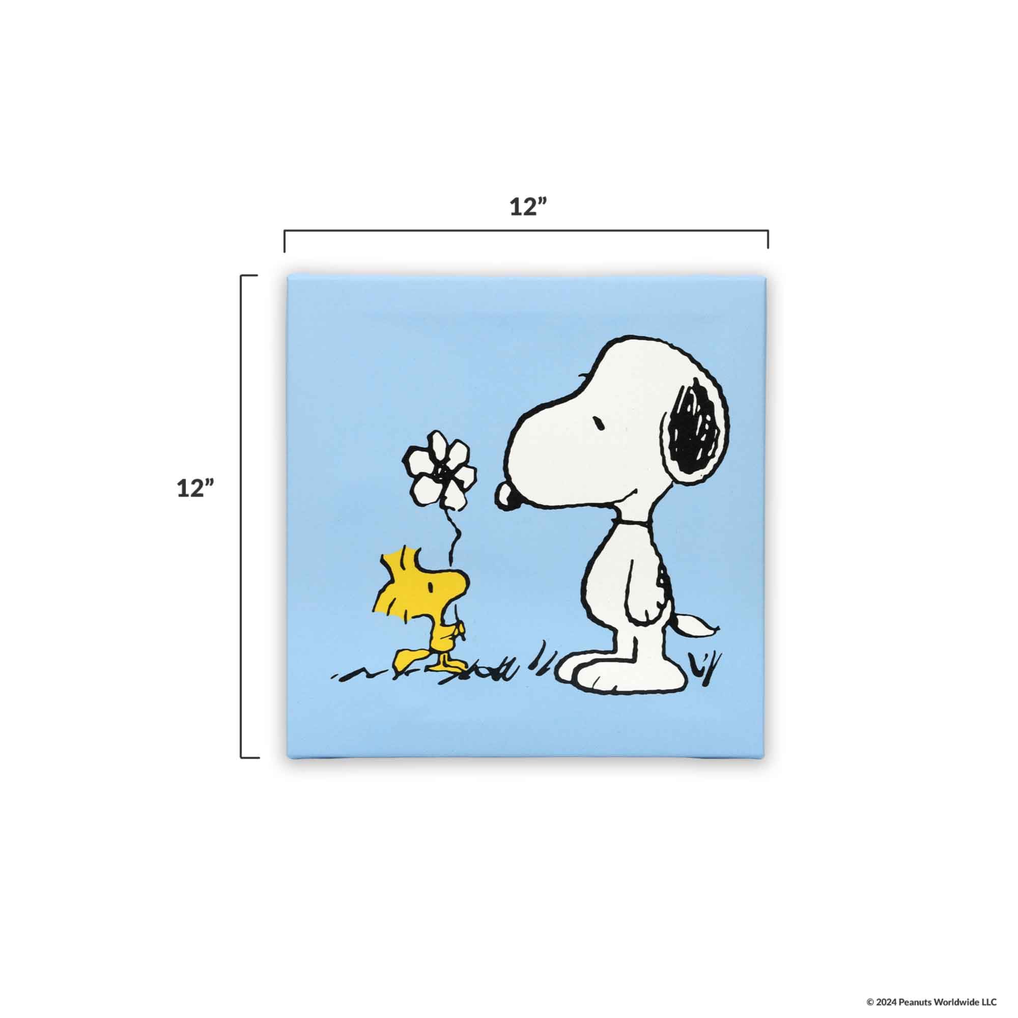 Open Road Brands Snoopy and Woodstock Canvas Wall Art - 12" x 12" Blue Decor, Model 90224081