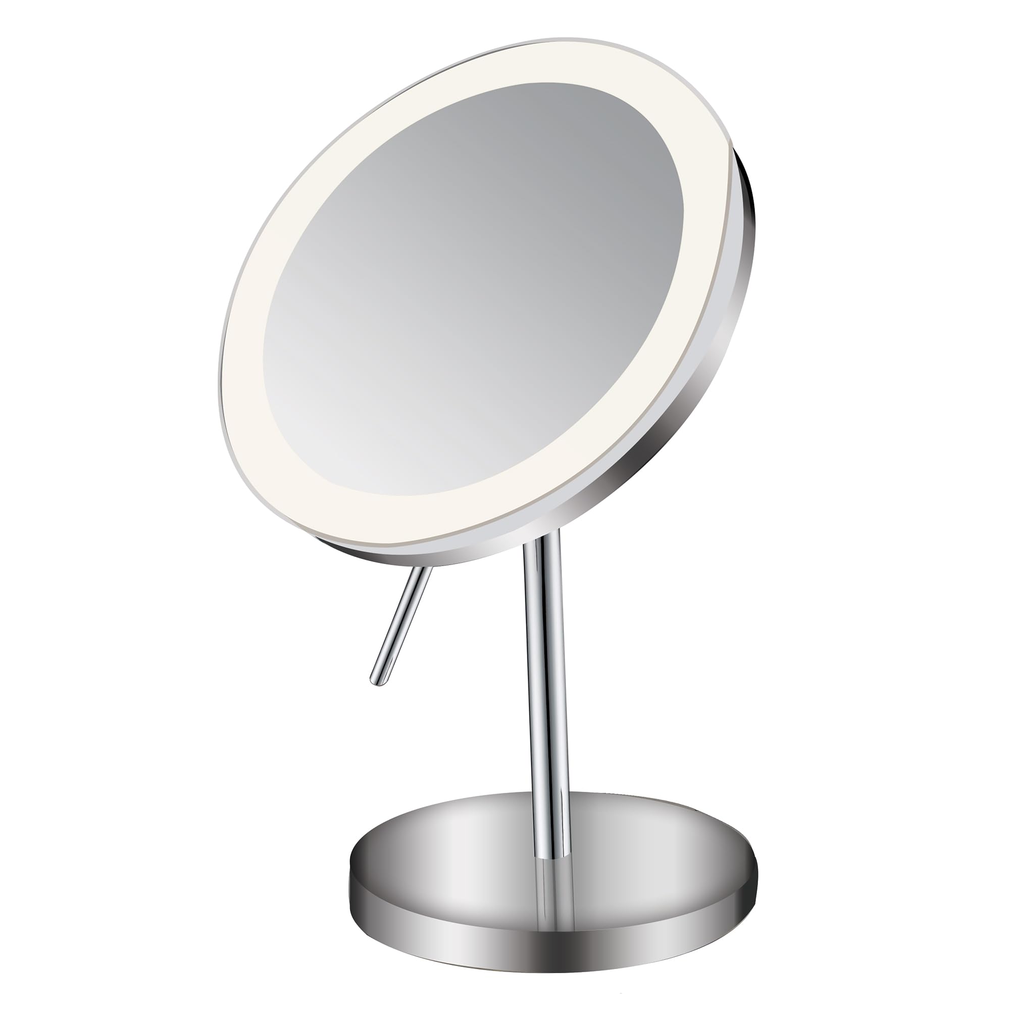 Whitehaus Collection Whmr106-C Whitehaus Round Freestanding Led 5X Magnified Mirror, Polished Chrome