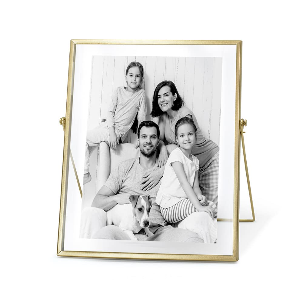 AceList Picture Frame for 8x10 Picture - Gold Metal Floating Photo Frame with Glass Cover - 10x12 Frame Gold Picture Frame - Flo