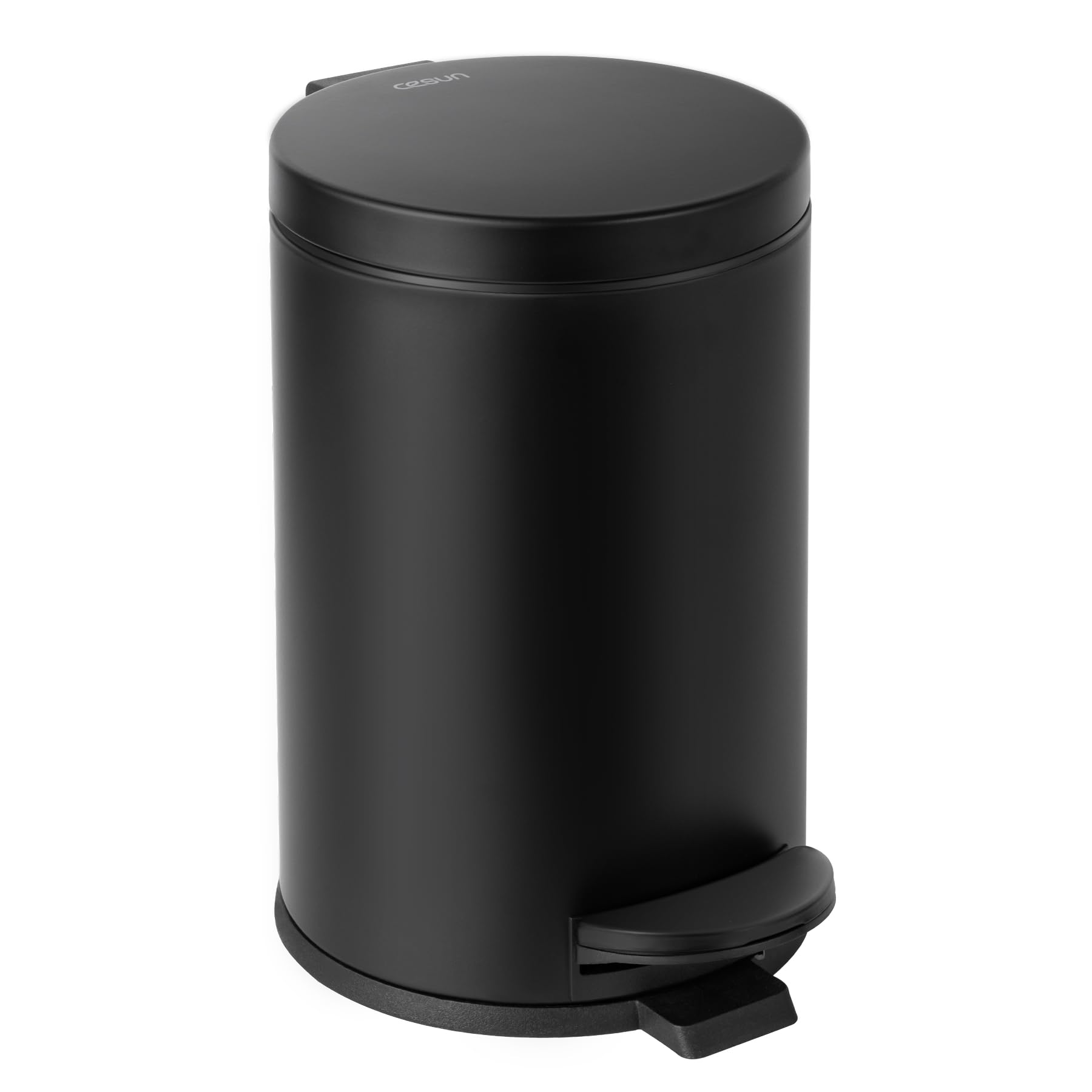 Cesun 1.2 Gallons Small Black Trash Can, Bathroom Garbage Can With Lid And Foot Pedal, Mini Round Wastebasket For Bathroom, Bedr