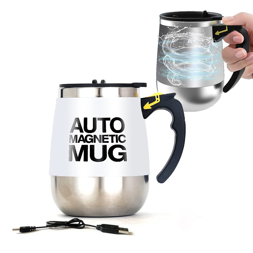 Daasigwaa Cuteinnovation Rechargeable Self Stirring Mug - Magnetic Electric Auto Mixing Stainless Steel Cup For Office/Kitchen/T