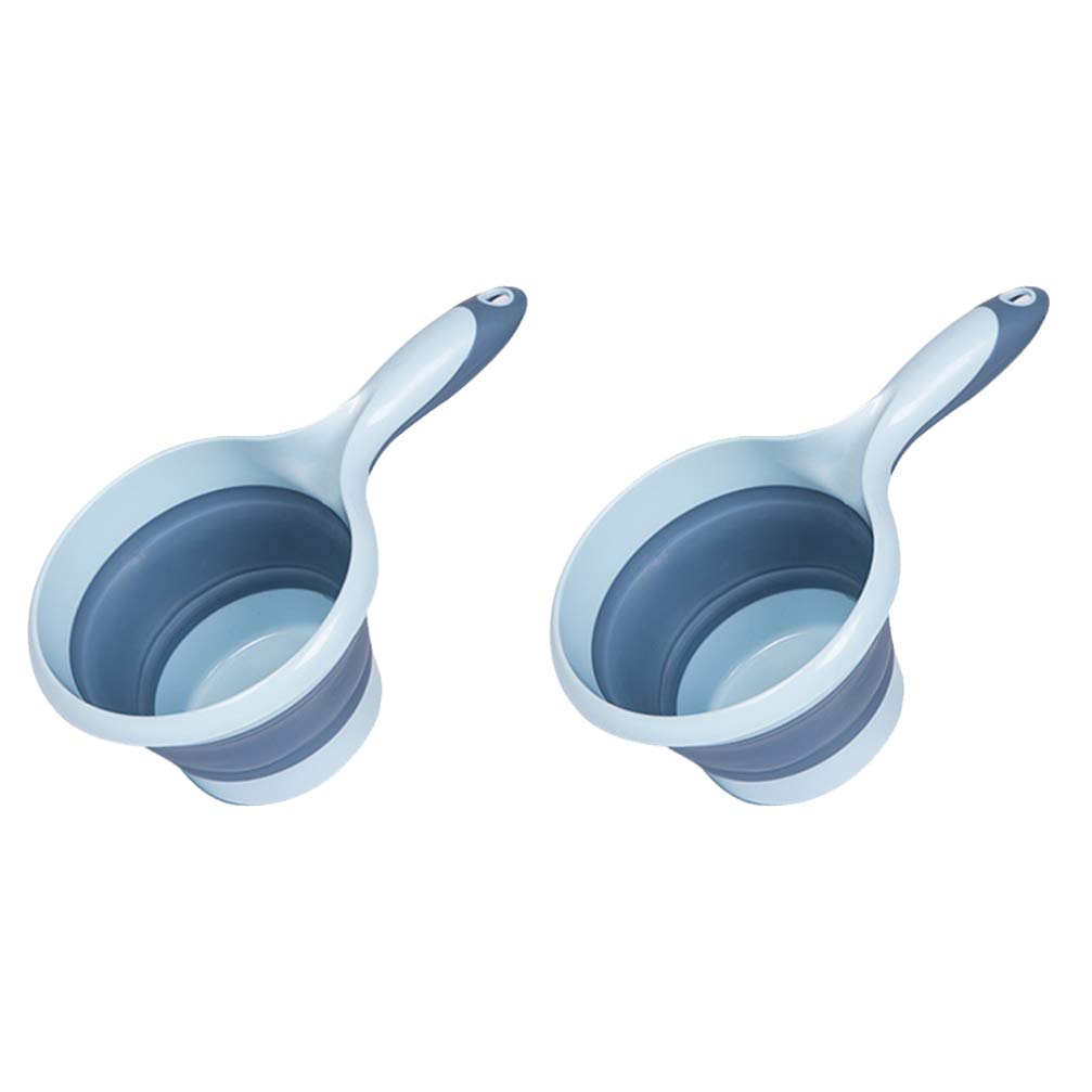 DOITOOL Foldable Water Ladle Long Handle Hangable Light Blue 2 pack