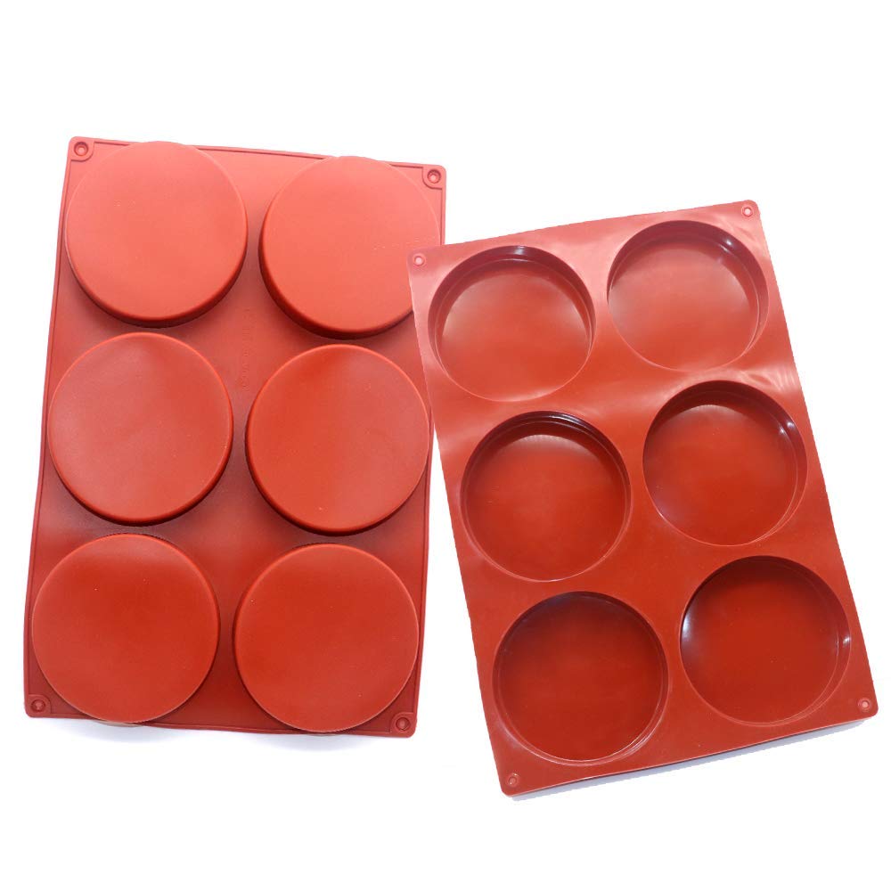 6-Cavity Large Cake Molds Silicone Round Disc Resin Coaster Mold Non-Stick Baking Molds, Mousse Cake Pan, French Dessert, Candy,