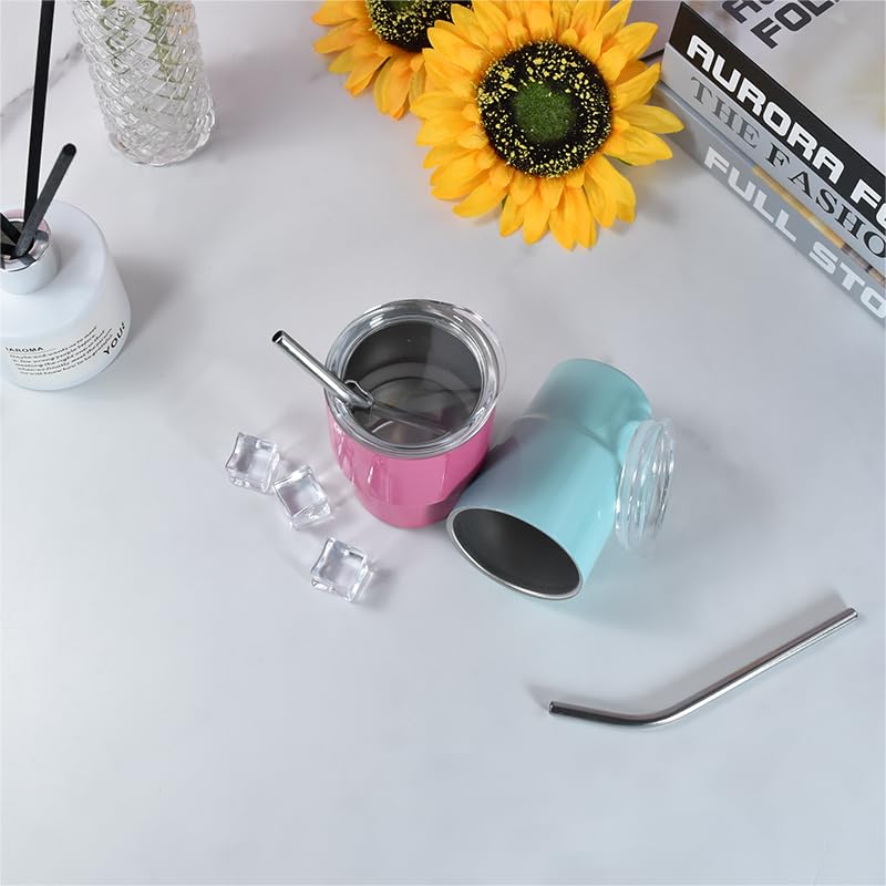 Agh 3 Oz Mini Tumbler Shot Glass With Straw And Lid Colored Stainless Steel Sublimation Tumblers Double Wall Vacuum Insulated Cu