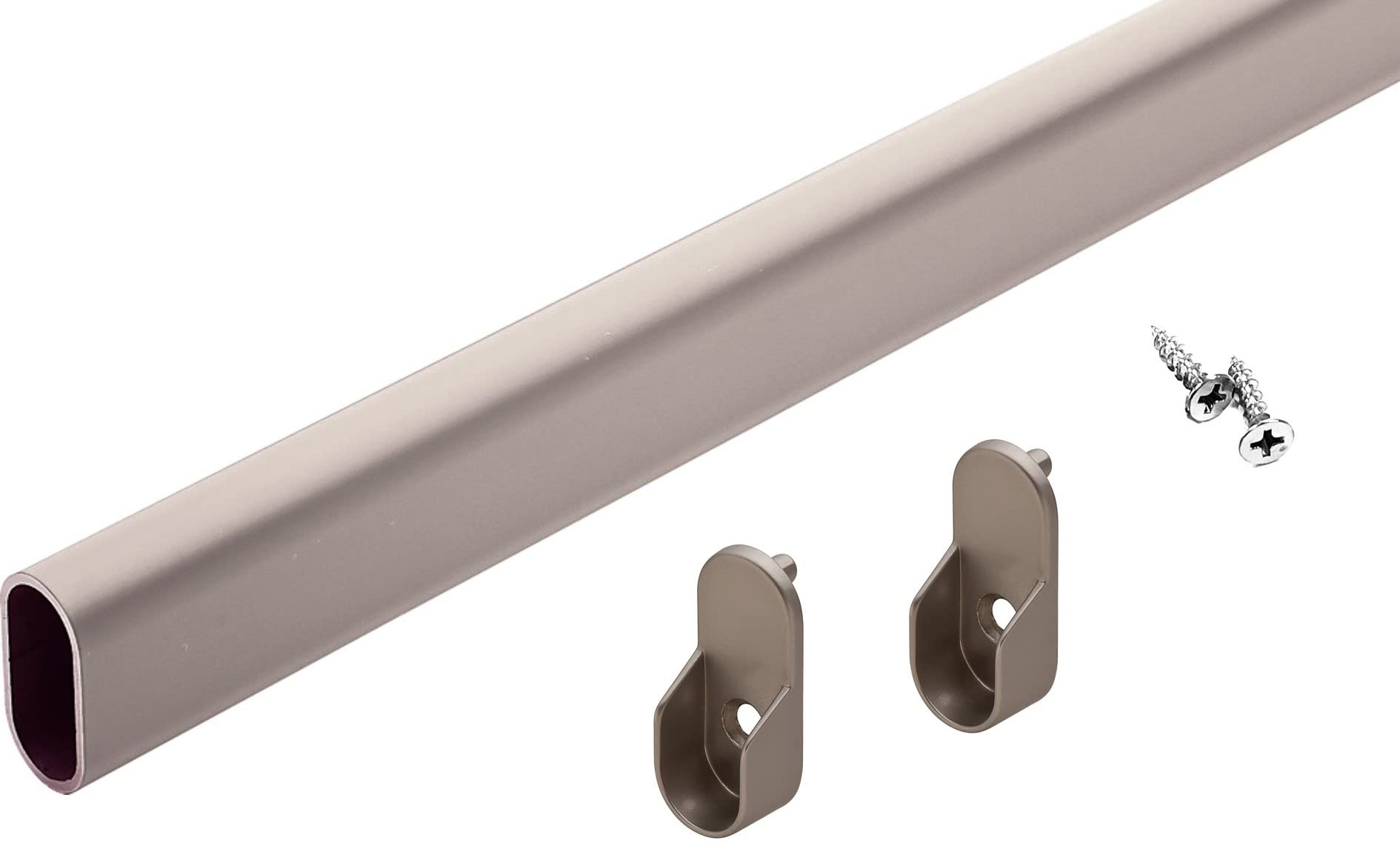 Oval Closet Rod With End Supports (Matte Nickel - 18 Inch)