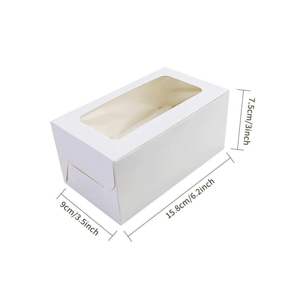 Pralb 50Pack White Paper Cupcake Boxes With Pvc Window And Two Treat Holder, Pastry And Cookie Box,Cupcake Containers Bakery Cak