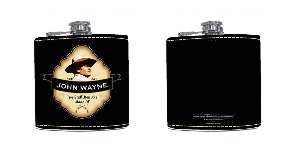 John Wayne Flask With Leather Shield